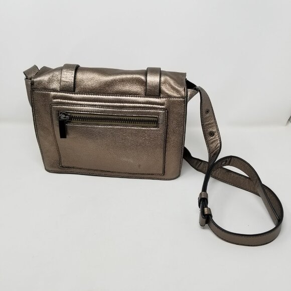 VIA SPIGA Bronze Metallic Leather Crossbody Bag w/ Adjustable Strap - Picture 2 of 16